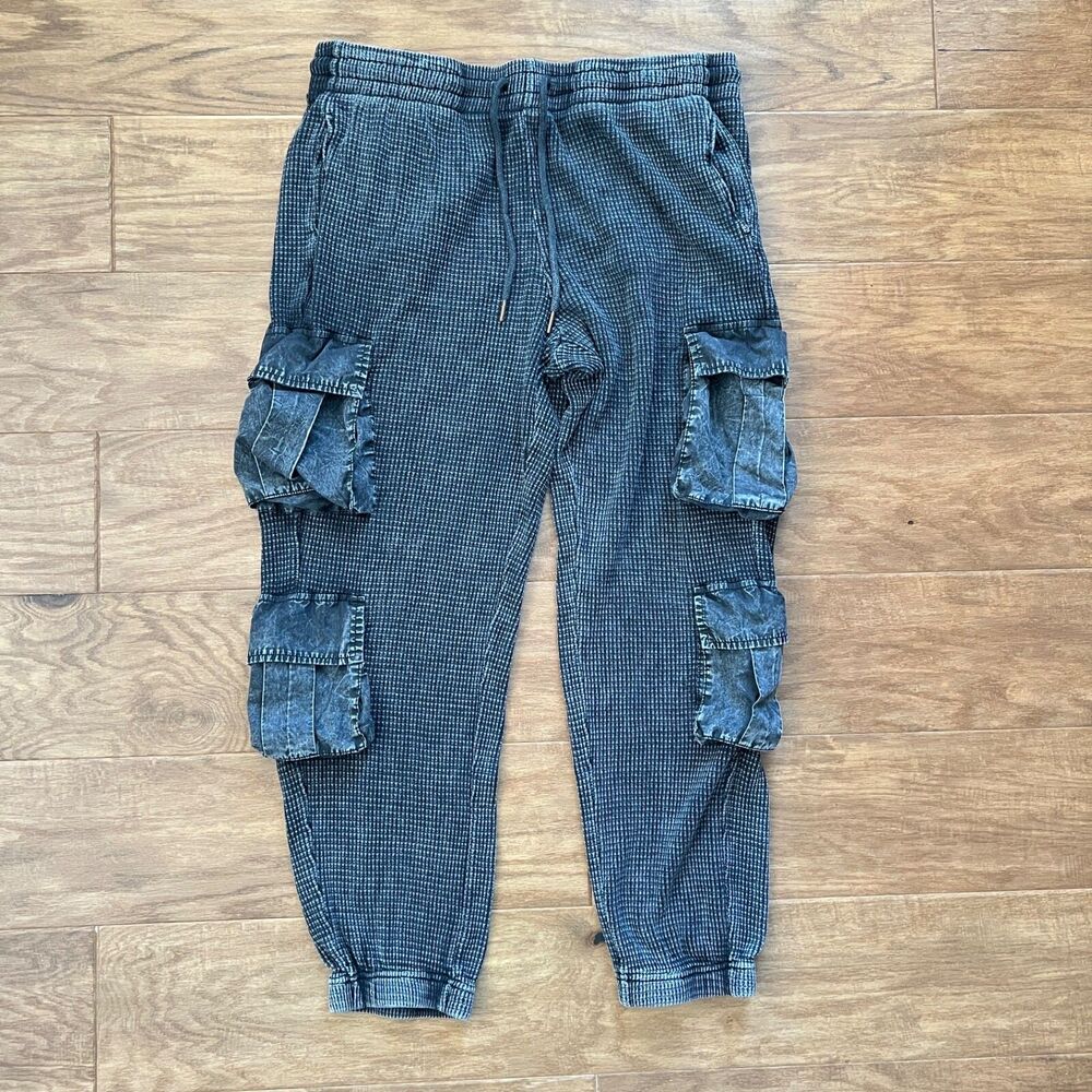 Hard Tail Forever Pants Women's Size XL Waffle Knit Cargo Joggers Gray